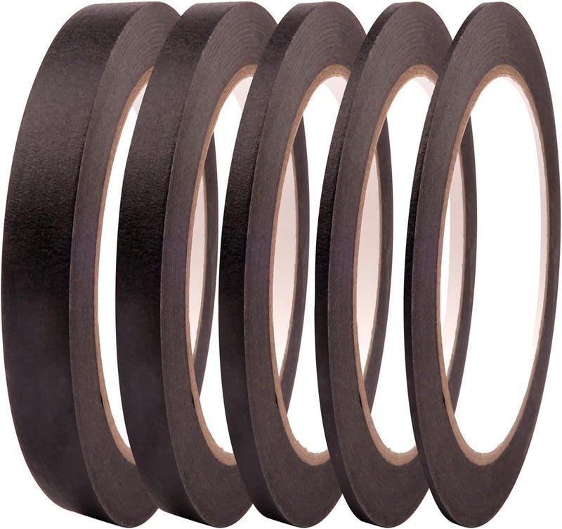 DOAY 5 Rolls Pinstripe Tape - Masking Tape 1/16", 1/8", 1/4", 1/2", 3/4" - Thin Painters Masking Automotive Tape for DIY, Car, Auto, Paint, Art, Tumblers (Black) - Image 1